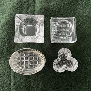 Mixed Lot Of 4 Glass Open Salt Cellars Square Oval Shamrock Vintage